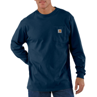 Carhartt | Men's K126 Factory 2nd Long Sleeve Crewneck T-Shirt | Navy | X-Large Regular | Original Fit | 100% Cotton | 6.75 Ounce | Pocket On Chest | Dungarees