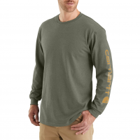 Carhartt | Men's K231 Factory 2nd Long Sleeve Logo T-Shirt | Winter Moss Heather | Large Regular | Original Fit | 100% Cotton | 6.75 Ounce | Dungarees