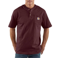 Carhartt | Men's K84 Factory 2nd Short Sleeve Workwear Henley T-Shirt | Port | X-Large Regular | Original Fit | 100% Cotton | 6.75 Ounce | Dungarees