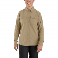 Carhartt  105538 Women's Force Relaxed Fit Lightweight Long-Sleeve Shirt - Dark Khaki Medium Regular