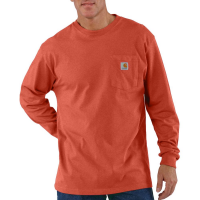 Carhartt | Men's K126 Factory 2nd Long Sleeve Crewneck T-Shirt | Cherry Heather | Large Regular | Original Fit | 100% Cotton | 6.75 Ounce | Pocket On Chest | Dungarees