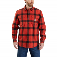 Carhartt Mens 105439 Loose Fit Heavyweight Flannel Long-Sleeve Plaid Shirt - Chili Pepper 3X-Large Regular