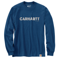 Carhartt Mens 105422 Loose Fit Heavyweight Long-Sleeve Logo Graphic T-Shirt - Lakeshore Heather 4X-Large Regular