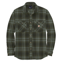 Carhartt Men's 105436 Rugged Flex Relaxed Fit Midweight Flannel Long-Sleeve Snap-Front Plaid Shirt - Basil 3X-Large Tall