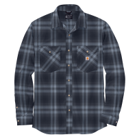 Carhartt Mens 105436 Rugged Flex Relaxed Fit Midweight Flannel Long-Sleeve Snap-Front Plaid Shirt - Bluestone 3X-Large Regular