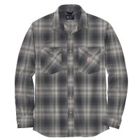 Carhartt Mens 105436 Rugged Flex Relaxed Fit Midweight Flannel Long-Sleeve Snap-Front Plaid Shirt - Asphalt Medium Regular