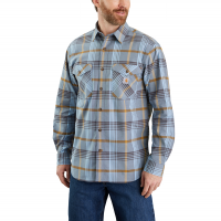 Carhartt Mens 105437 Rugged Flex Relaxed Fit Lightweight Long-Sleeve Plaid Shirt - Alpine Blue Large Tall