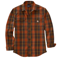 Carhartt Mens 105439 Loose Fit Heavyweight Flannel Long-Sleeve Plaid Shirt - Burnt Sienna Large Regular