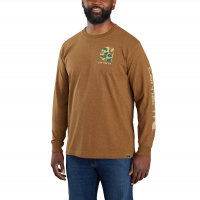 Carhartt Men's 105485 Relaxed Fit Heavyweight Long-Sleeve Camo Logo Graphic T-Shirt - Oiled Walnut Heather 3X-Large Regular