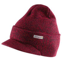 Carhartt Men's A164 Factory 2nd Winter Knit Hat With Visor - Red/Navy One Size Fits All