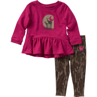 Carhartt  CG9799 Long-Sleeve Deer Family Shirt and Camo Legging Set - Girls - Mossy Oak'Bottomland Camo 3 Months