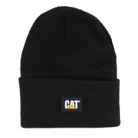 CAT Mens 1090026 Cat Label Cuff Beanie - Black One Size Fits All