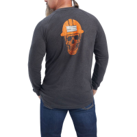 Ariat Mens 10041588 Rebar Cotton Strong Roughneck Graphic Long Sleeve T-Shirt - Charcoal Heather/Safety Orange X-Large Tall