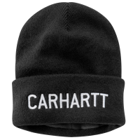 Carhartt  104540 Closeout Women's Knit Fleece Lined Logo Beanie - Black One Size Fits All