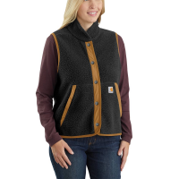 Carhartt  104924 Closeout Women's Fleece Button Front Vest - Black Medium Regular
