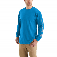 Carhartt | Men's K231 Long Sleeve Logo T-Shirt | Marine Blue Heather | 3X-Large Regular | Original Fit | 100% Cotton | 6.75 Ounce | Dungarees