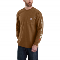 Carhartt Mens 104130 Flame-Resistant Force Signature Logo Sleeve T-Shirt - Oiled Walnut Heather 2X-Large Regular