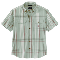 Carhartt Mens 105175 Closeout Loose Fit Midweight Short Sleeve Plaid Shirt - Succulent X-Large Tall