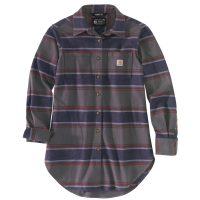 Carhartt  104974 Closeout Women's Rugged Flex Relaxed Fit Midweight Flannel Long-Sleeve Plaid Tunic - Shadow Stripe X-Large Plus