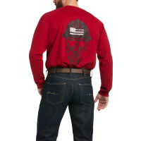 Ariat Mens AR1833 Rebar Cotton Strong Roughneck Graphic Long Sleeve T-Shirt - Rio Red Medium Regular