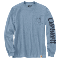 Carhartt Mens 105421 Relaxed Fit Heavyweight Long-Sleeve Pocket C Graphic T-Shirt - Alpine Blue Heather Large Tall