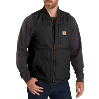Carhartt Mens 104395 Closeout Washed Duck Insulated Rib Collar Vest - Black 4X-Large Regular
