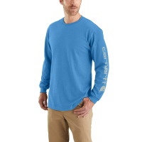 Carhartt | Men's K231 Factory 2nd Long Sleeve Logo T-Shirt | Blue Lagoon Heather | 3X-Large Regular | Original Fit | 100% Cotton | 6.75 Ounce | Dungarees
