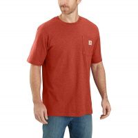 Carhartt | Men's K87 Factory 2nd Short Sleeve Pocket T-Shirt | Chili Pepper Heather | X-Large Regular | Original Fit | 100% Cotton | 6.75 Ounce | Dungarees