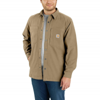 Carhartt Mens 105532 Rugged Flex Relaxed Fit Canvas Fleece-Lined Snap-Front Shirt Jac - Dark Khaki Large Regular