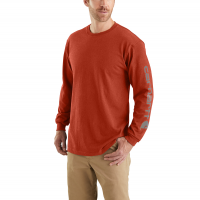 Carhartt | Men's K231 Factory 2nd Long Sleeve Logo T-Shirt | Chili Pepper Heather | X-Large Tall | Original Fit | 100% Cotton | 6.75 Ounce | Dungarees