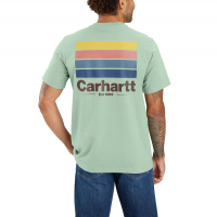 Carhartt Men's 105713 Relaxed Fit Heavyweight Short-Sleeve Pocket Line Graphic T-Shirt - Jade Heather Small Regular