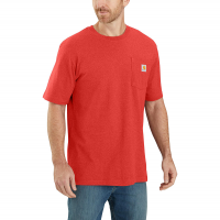 Carhartt | Men's K87 Short Sleeve Pocket T-Shirt | Fire Red Heather | 4X-Large Tall | Original Fit | 100% Cotton | 6.75 Ounce | Dungarees