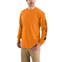 Carhartt | Men's K231 Long Sleeve Logo T-Shirt | Marmalade Heather | X-Large Regular | Original Fit | 100% Cotton | 6.75 Ounce | Dungarees