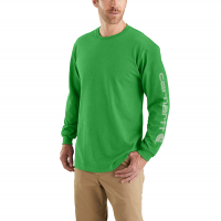 Carhartt | Men's K231 Long Sleeve Logo T-Shirt | Holly Green Heather | X-Large Regular | Original Fit | 100% Cotton | 6.75 Ounce | Dungarees