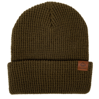 Wolverine Mens WVH9011 Waffle Knit Leather Patch Cap - Dark Olive One Size Fits All