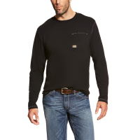 Ariat Mens AR1007 Closeout Rebar Long Sleeve Crew - Black Small Regular
