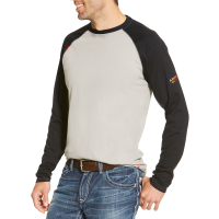 Ariat Mens 10018439 Flame-Resistant Baseball Tee - Grey / Black 2X-Large Regular