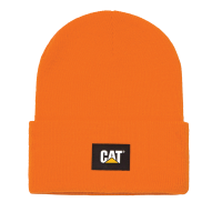 CAT Mens 1090026 Cat Label Cuff Beanie - Hi Vis Orange One Size Fits All