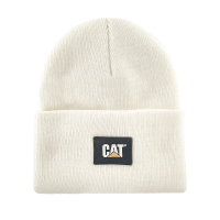 CAT Mens 1090026 Cat Label Cuff Beanie - White One Size Fits All