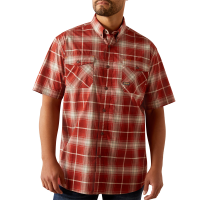 Ariat Mens 10055266 Rebar Made Tough Durastretch Short Sleeve Work Shirt - Chili Oil Large Tall