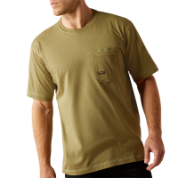Ariat Mens 10055284 Rebar Short Sleeve Crew - Oil Green Large Tall