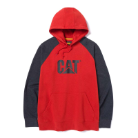 CAT Mens 1050024 Colorblock Raglan Hooded Sweatshirt - Barn Red/Pitch Black Heather X-Large Regular