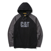 CAT Mens 1050024 Colorblock Raglan Hooded Sweatshirt - Black / Magnet Medium Regular