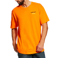 Ariat Mens 10025390 Rebar Cotton Strong Logo T-Shirt - Safety Orange Small Regular
