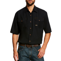 Ariat Mens 10025389 Closeout Rebar Made Tough Short Sleeve Work Shirt - Black Small Regular