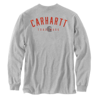 Carhartt Mens 105055 Loose Fit Heavyweight Long-Sleeve Pocket Trademark Graphic T-Shirt - Heather Gray 3X-Large Regular