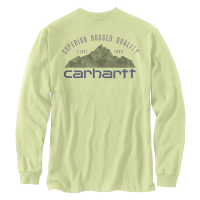 Carhartt Mens 105058 Relaxed Fit Heavyweight Long-Sleeve Pocket Mountain Graphic T-Shirt - Pastel Lime Small Regular