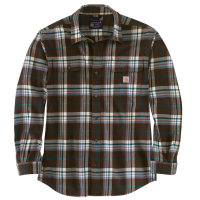 Carhartt Mens 105078 Loose Fit Heavyweight Flannel Long-Sleeve Plaid Shirt - Dark Brown Large Regular
