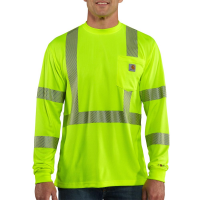 Carhartt Mens 100496 Factory 2nd Force Class 3 High-Visibility Long Sleeve T-Shirt - Bright Lime X-Large Regular