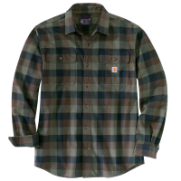 Carhartt Mens 105078 Loose Fit Heavyweight Flannel Long-Sleeve Plaid Shirt - Dark Coffee Large Regular